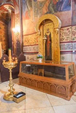 Trinity Lavra of St. Sergius, interior of Assumption Cathedral Foto stock