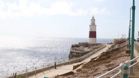 Trinity Lighthouse, Europa Point, Gibraltar Stock Footage 97174689