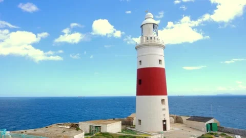 Trinity Lighthouse at Europa Point, Gibraltar. Stock Footage 309118482