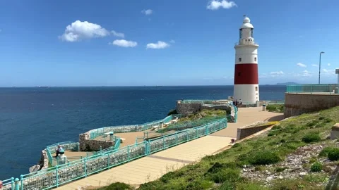 Trinity Lighthouse at Europa Point, Gibraltar. Stock Footage 309118517