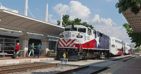 Trinity Railroad Express train waiting in Station Video stock 64063453