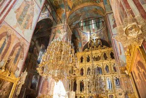 Trinity Sergius Lavra, interior of the Assumption Cathedra Stock Photos