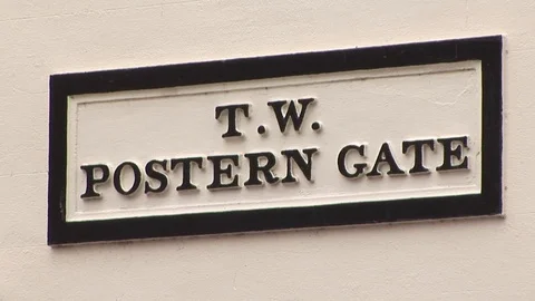 Trinity Ward Postern Gate street plaque in Hull Humberside, UK. Stock Footage 101981749
