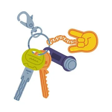 Trinket with Key Hanging with Keychain or Keyring Vector Illustration Stock Illustration