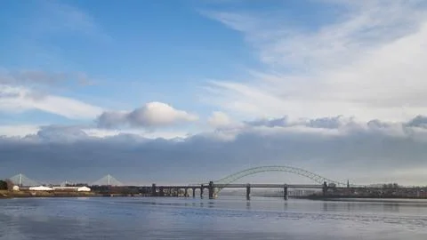 Trio of bridges at Runcorn Stock Photos