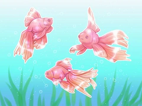 Trio of Fish: Harmony in Motion Stock Illustration