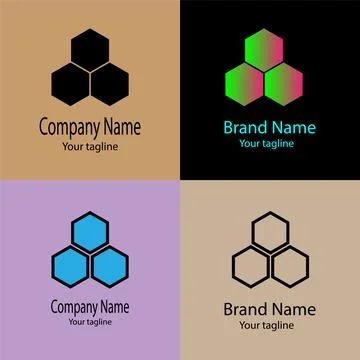 Trio Hex Connection logo design Stock Illustration