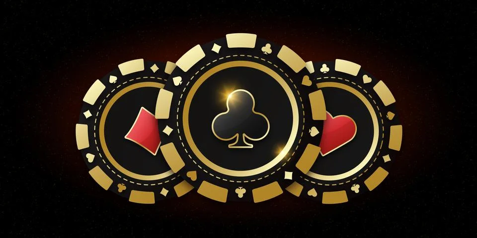Trio of playing chips. Realistic playing chip with the suit of clubs in the.. Stock Illustration