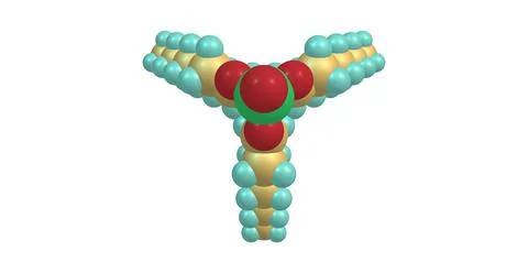 Trioctyl phosphate molecular structure isolated on white Illustrazione stock