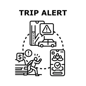 Trip alert system managing journey and navigation problems 스톡 일러스트