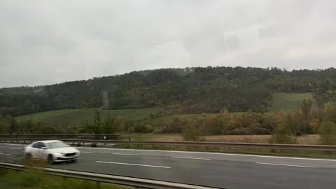 Trip along the highway view from the window. Car trip across Europe. Car trip Stock Footage 309007902