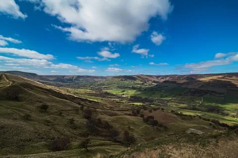 A trip along the mountain range in the Peak District, from Mam Tor to Losehil Stock-Fotos