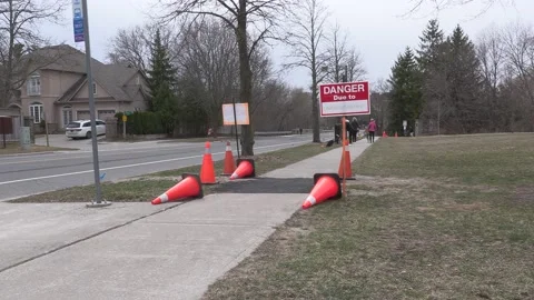 Trip and fall hazard on city street and sidewalk Stock-Footage 151728356