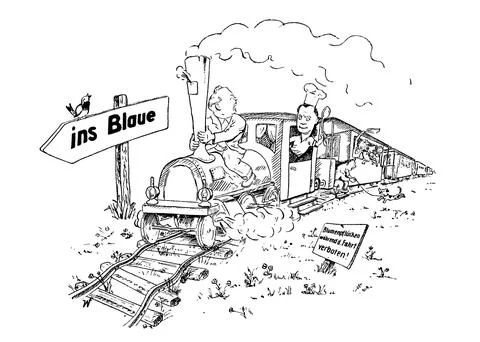Trip into the blue by train Stock Illustration