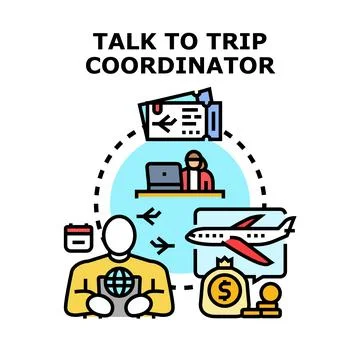 Trip coordinator managing travel planning and vacation logistics Stock Illustration