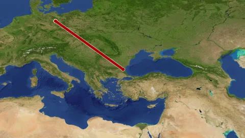 Trip direction from Paris to Doha Stock Footage 194680997