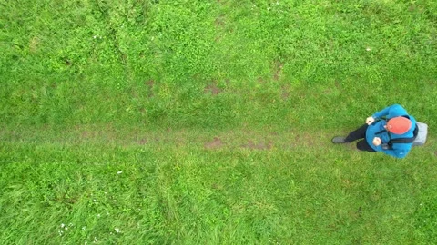 A trip on a dirt path. View from above. Stock Footage 218306121