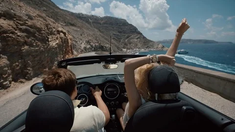 Trip Down The Mountainside. Santorini, Greece. Stock Footage 102473017