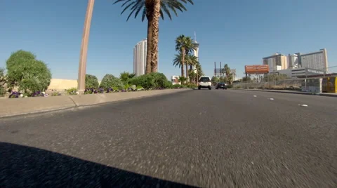 A trip down the world famous Las Vegas Strip from the point of view of the car Stock Footage 44976729