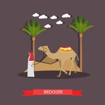 Trip to Egypt, arab bedouin concept vector flat illustration Stock Illustration