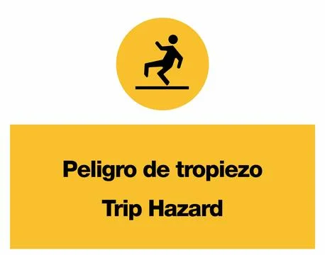 Trip Hazard Construction Warning Signage Set for Workplace Safety Stock Illustration