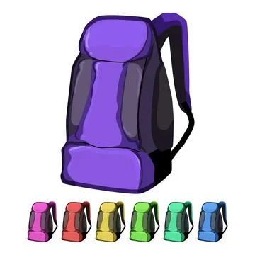 Trip hiking backpack cartoon vector graphic Illustrazione stock