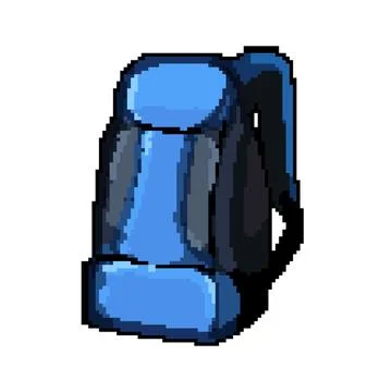 Trip hiking backpack pixel art vector illustration Stock Illustration