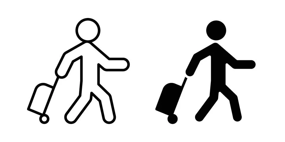 Trip icon linear versions pack on white background Stock Illustration