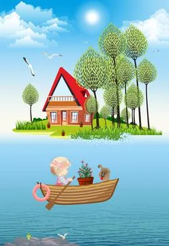 A trip to the island, Stock Illustration