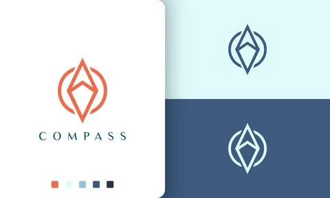 Trip or adventure logo vector design with simple and modern compass circle sh イラスト素材