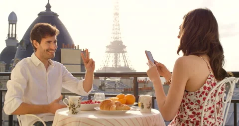 A trip to Paris will triple your memory bank account. 4k video footage of a Stock Footage 200812320