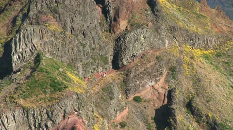 Trip from Pico do Areeiro to Pico Ruivo, mountains of Madeira, Portugal Stock Footage 32594024