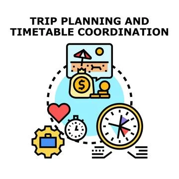 Trip planning and timetable coordination concept illustration Stock Illustration