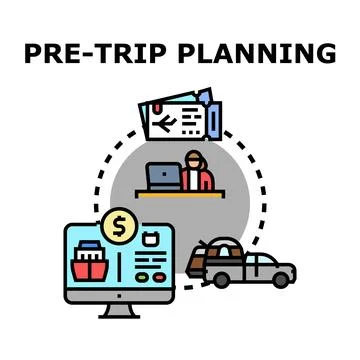 Trip planning process for journey and vacation travel Stock Illustration
