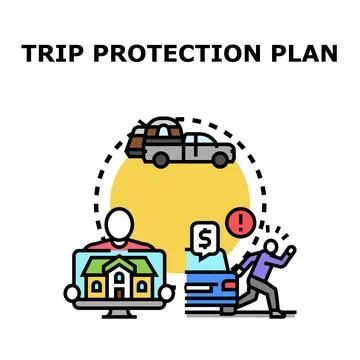 Trip protection plan concept for journey safety 库存插图