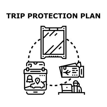Trip protection plan concept for safe travels Stock Illustration