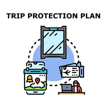 Trip protection plan concept for safe travels Stock Illustration