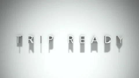 Trip ready 3D title animation with shadows on a white background Stock Footage 297514585