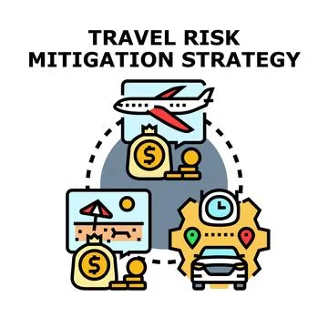 Trip risk mitigation strategy planning travel finance Stock Illustration