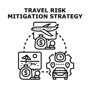 Trip risk mitigation strategy planning travel finance Stock Illustration
