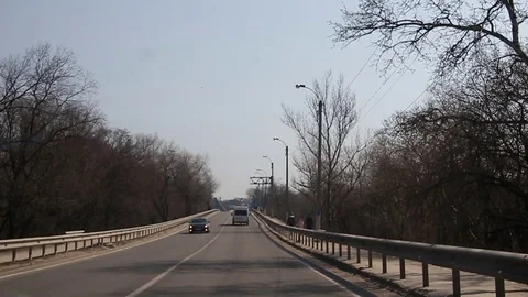 A trip on the road before the bridge Stock Footage 106674556