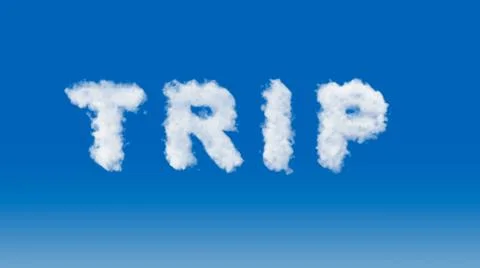 "trip" text in the shape of clouds in the sky Stock Illustration