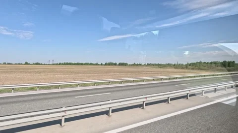 Trip to Tobolsk, fields, forests, highway, bus tour, tour Stock Footage 249551073