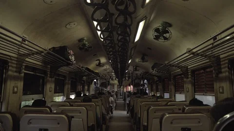 Trip by Train in Public Carriage on Summer Day. Video stock 118259000