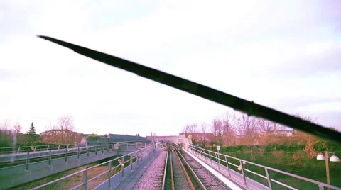 A trip on train , spring day in a nordic city Stock-Footage 68643513