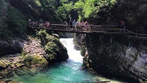 A trip at Vintgar Gorge Stock Footage 112031102