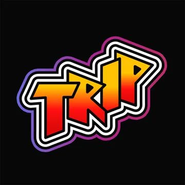 Trip word,trippy psychedelic style letters.Vector hand drawn doodle cartoon Stock Illustration