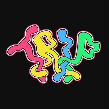 Trip word,trippy psychedelic style letters.Vector hand drawn doodle cartoon Illustrazione stock