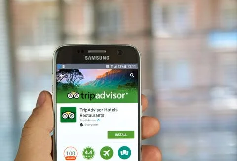 TripAdvisor application on Samsung s7 Stockfoto's