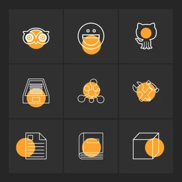 Tripadvisor, smiley, github , drive , social , media , hardware ,  hammer , c Stock Illustration